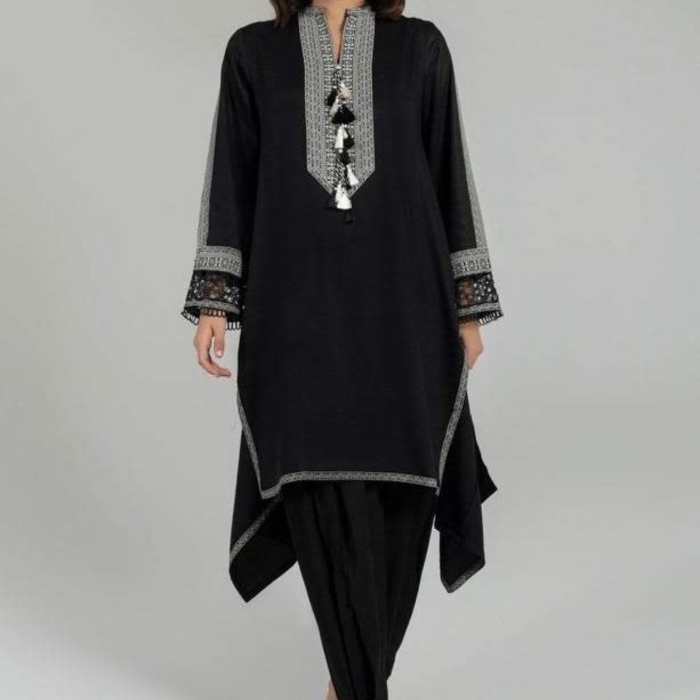 Elegant Black Tunic with Silver Accents